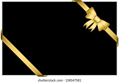 Gold gift bow with ribbons, vector illustration 