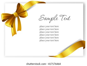 Arco de regalo de oro con cintas. Ilustración vectorial.