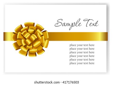 Gold gift bow with ribbons. Vector illustration.