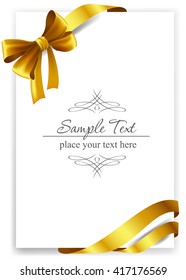 Gold gift bow with ribbons. Vector illustration.