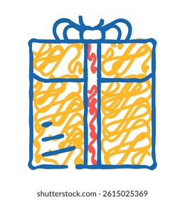 gold gift box doodle icon sketch vector. gold gift box sign. isolated symbol illustration