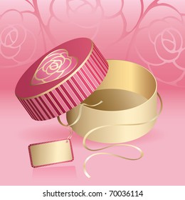 Gold gift box with heart
