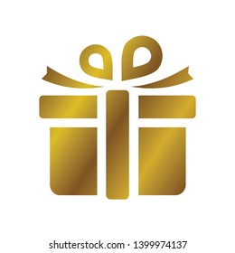 Gold gift box icon logo illustration