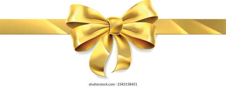 A gold gift golden ribbon present bow design element