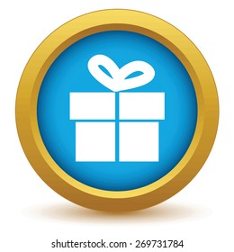 Gold gift icon on a white background. Vector illustration
