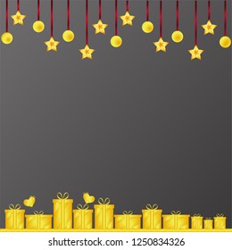 gold gift present star merry christmas xmas and happy new year vector illustration eps10