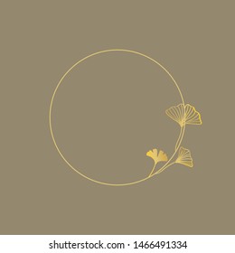 Gold ginkgo leaves frame illustration