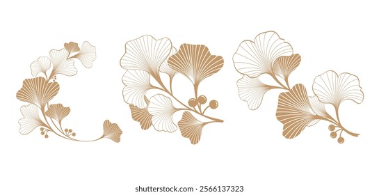 gold ginkgo plant background for documents