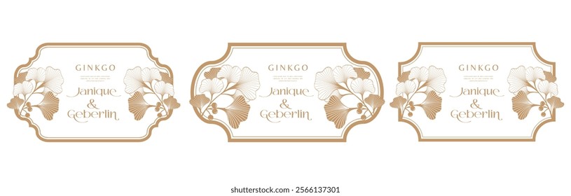 gold ginkgo plant frame background for document