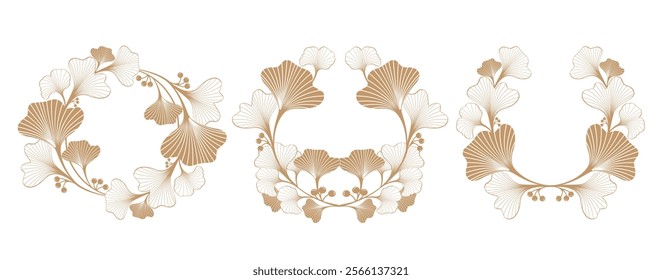 gold ginkgo plant frame background