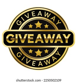Gold Giveaway stamp medal with Stars vector illustration