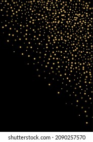 Gold Glamour Sequin Background. Party Confetti Illustration. Yellow Glitter Fantasy Design. Shiny Star Pattern. Golden Element Texture