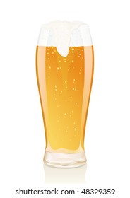 Gold glass of beer with vials and falling foam. Serie of images. You can find many various types of realistic vector illustrations of wine bottles in my portfolio.