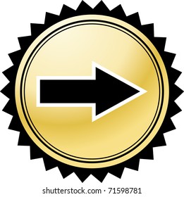 Gold glass button arrow