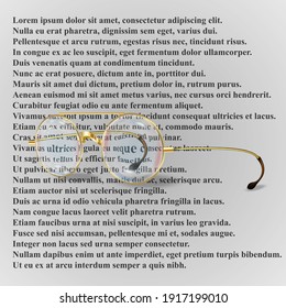 Gold glasses vector illustration. The image of glasses on a background of text. Vintage design. Sunglasses Icon Image
