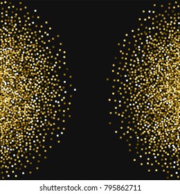 Gold glitter. Abstract shape on black background. Rare vector illustration.