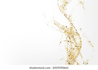 Goldglitzer Abstrakte vertikale Welle, Hintergrund oder Gestaltungselement von Goldlinien mit Glitzereffekt.