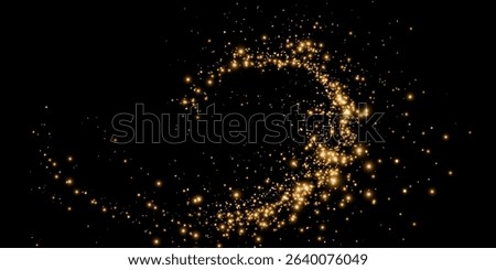 Gold glitter abstract wave isolated on dark. Star dust explosion. element for design invitation, wedding, Christmas card