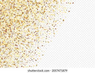 Gold Glitter Art Transparent Background. Christmas Shine Backdrop. Golden Confetti Golden Card. Glow Festive Wallpaper.