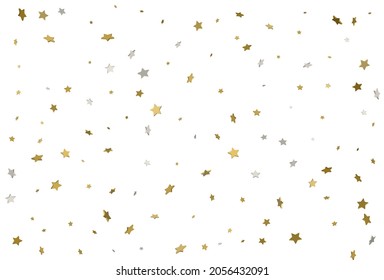 Gold glitter background. 3d Gold stars confetti. Vector.