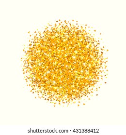 Gold glitter background. Abstract vector explosion with polygonal particles Isolated on white background
