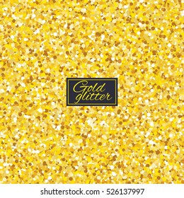 Gold glitter background. Golden luxury texture. Celebration or christmas wallpaper. Rich glamour design. Jewel dust pattern. Jewelry effect. Vector