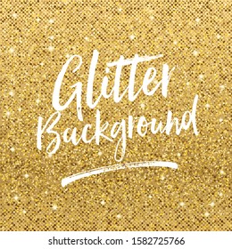 Gold Glitter Background. Minimalistic banner with text and golden background. Vector illustration.