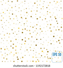 Gold glitter background polka dot, vector illustration