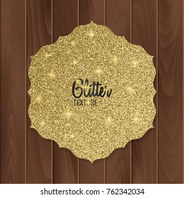 Gold, glitter background with realistic bow. greeting card. Vector eps 10