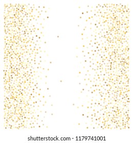 gold glitter background, sparkling abstract golden metal christmas confetti falling. light magic shining Flying glitter dots particles, sparkle vector border backdrop. shimmer shiny halftone
