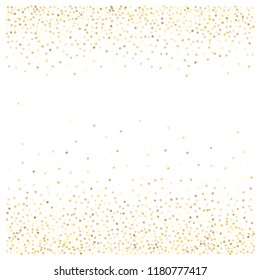 gold glitter background, sparkling abstract golden metal christmas confetti falling. light magic shining Flying glitter dots particles, sparkle vector border backdrop. shimmer shiny halftone