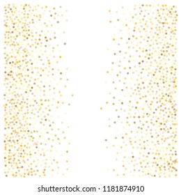gold glitter background, sparkling abstract golden metal christmas confetti falling. light magic shining Flying glitter dots particles, sparkle vector border backdrop. shimmer shiny halftone