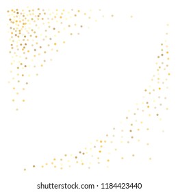 gold glitter background, sparkling abstract golden metal christmas confetti falling. light magic shining Flying glitter dots particles, sparkle vector border backdrop. shimmer shiny halftone