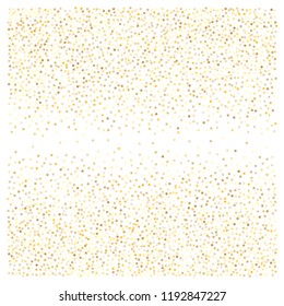 gold glitter background, sparkling abstract golden metal christmas confetti falling. light magic shining Flying glitter dots particles, sparkle vector border backdrop. shimmer shiny halftone