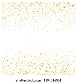 gold glitter background, sparkling abstract golden metal christmas confetti falling. light magic shining Flying glitter dots particles, sparkle vector border backdrop. shimmer shiny halftone