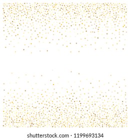 gold glitter background, sparkling abstract golden metal christmas confetti falling. light magic shining Flying glitter dots particles, sparkle vector border backdrop. shimmer shiny halftone