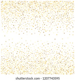 gold glitter background, sparkling abstract golden metal christmas confetti falling. light magic shining Flying glitter dots particles, sparkle vector border backdrop. shimmer shiny halftone
