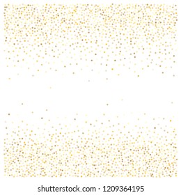 gold glitter background, sparkling abstract golden metal christmas confetti falling. light magic shining Flying glitter dots particles, sparkle vector border backdrop. shimmer shiny halftone