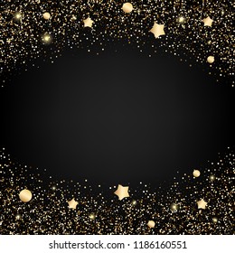 Gold glitter background with stars