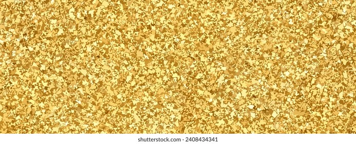 Gold glitter background texture. Sparkle glittery festive background for luxury gift cards or holiday Christmas backdrop. Sparkle golden confetti vector decoration design for premium design