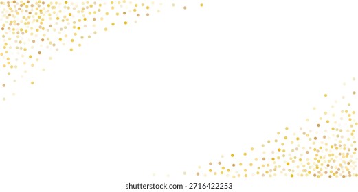 Polvo del Vector del fondo del brillo del oro que cae abajo, Elementos de confeti dorados del círculo volador. Puntos brillantes, Elementos redondos de la celebración de los  del oropel