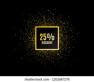 Gold glitter banner. 25% Discount. Sale offer price sign. Special offer symbol. Christmas sale background. Abstract shopping discount banner tag. Template for design. Vector