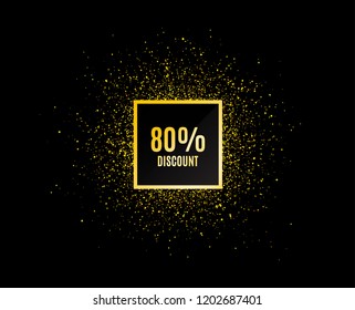 Gold glitter banner. 80% Discount. Sale offer price sign. Special offer symbol. Christmas sales background. Abstract shopping banner tag. Template for design. Vector