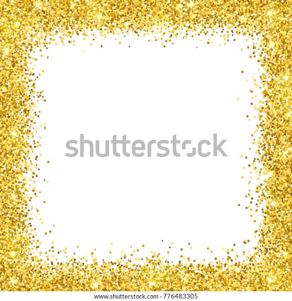 Gold Glitter Border Frame On White Stock Vector (Royalty Free) 776483305