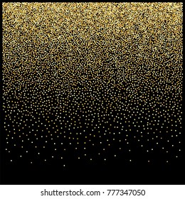 Gold glitter border, Golden dust confetti frame elements. background vector illustration. flying circle  Sparkle dots, round tinsel elements celebration graphic design.