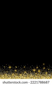 Gold glitter border with sparkles. Template for Christmas and New Year design. Vector illustration