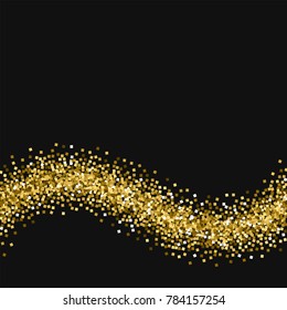 Gold glitter. Bottom wave on black background. Breathtaking vector illustration.