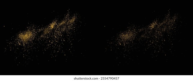 Gold glitter celebratory background. Isolated gold glitter light effect golden dust background illustration