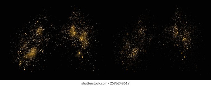 Gold glitter celebratory confetti background. Gold glitter burst effect festive golden background