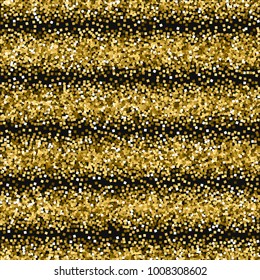 Gold glitter. Chaotic scatter lines with gold glitter on black background. Appealing Vector illustration.